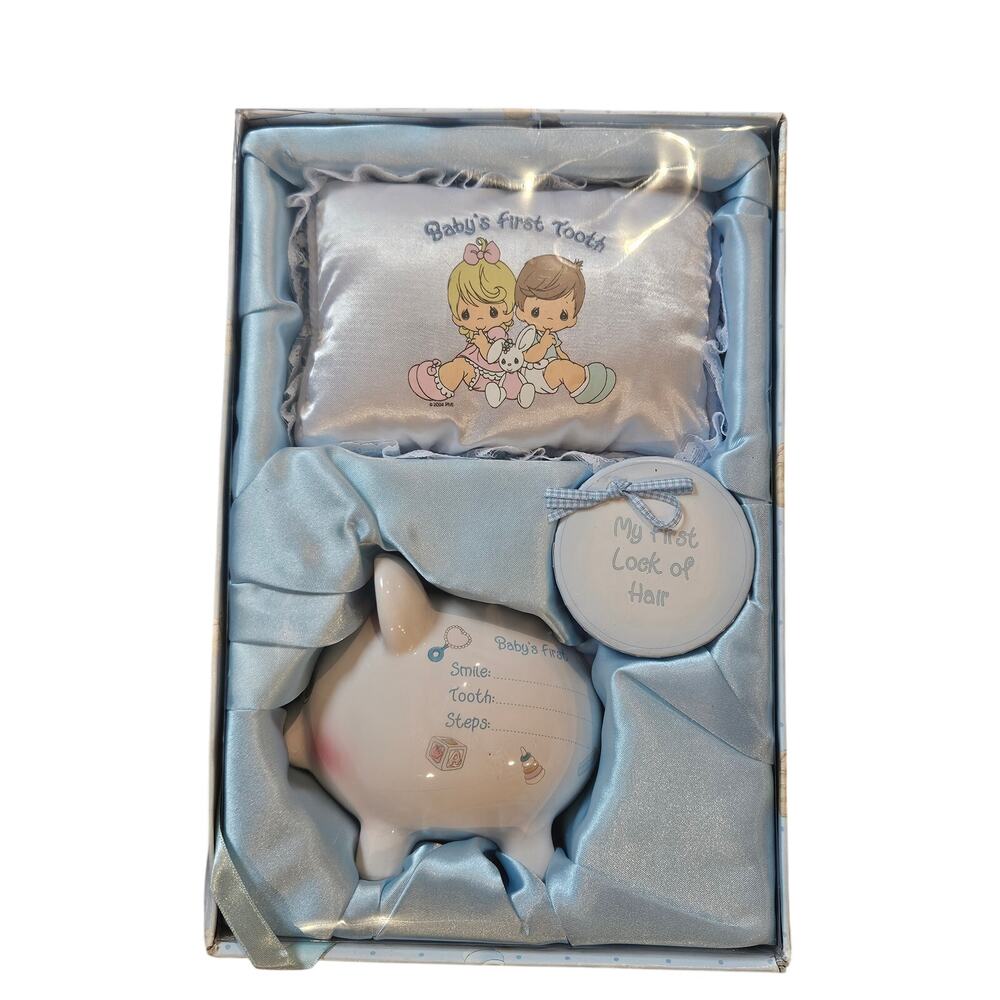 Precious moments newborn baby keepsake gift set box boy blue shower gift